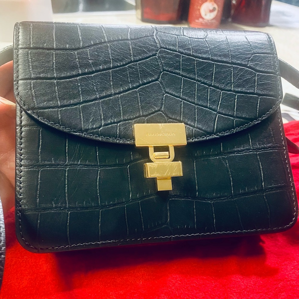 Designer handbag-Balenciaga crocodile skin clutch/cross body